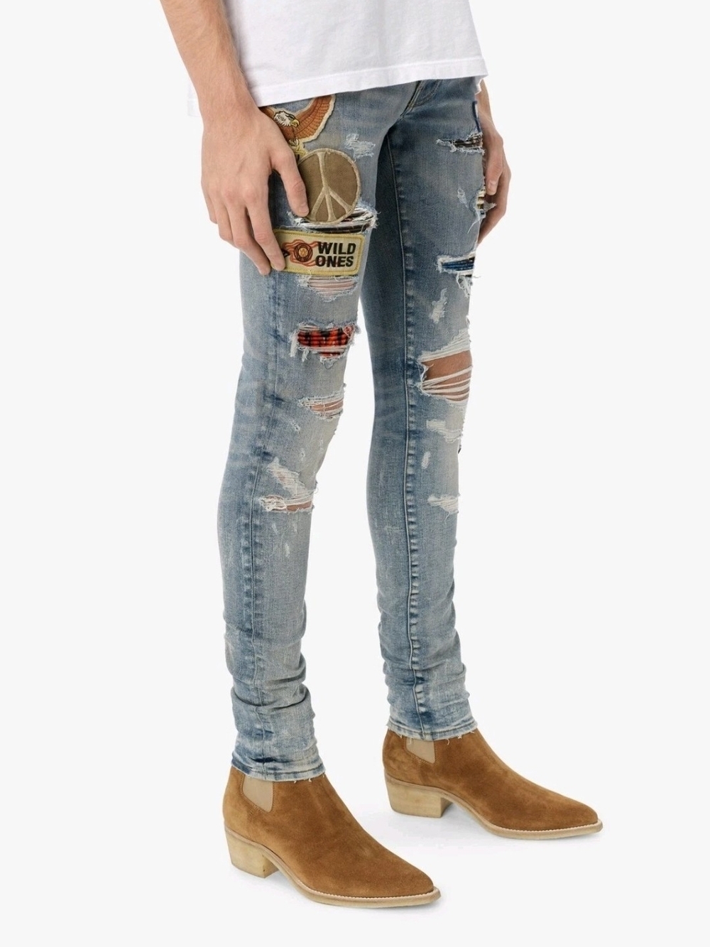 AMIRI Biker Patch Jeans in Clay Indigo